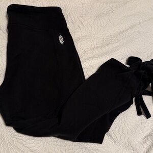 Free People Movement Black Cropped Pants with Tie Details